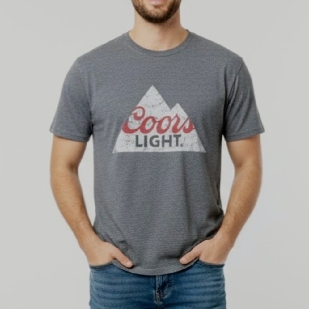 Coors Light Men's Grey Graphic Vintage Look T-Shirt - Size Large